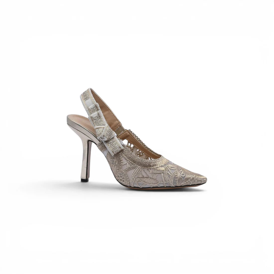 Dior Goolita Bow Crystal Mesh Mule Heels for Women 1688-2 Gold
