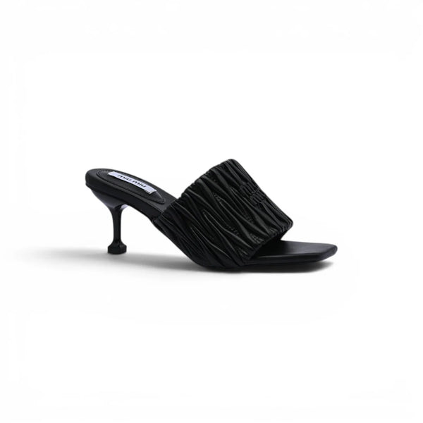 Miu Miu Slipper Designer Slides Leather Padded Front Strap Woman 52725 Black