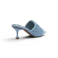Miu Miu Slipper Designer Slides Leather Padded Front Strap Woman 52725 Baby Blue