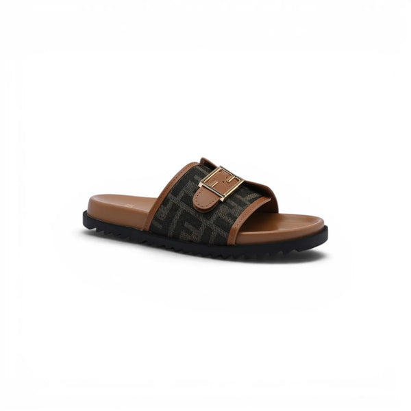 Fendi Slide Bucket Buckle Flat Slide Slipper Woman F1892-113 Olive