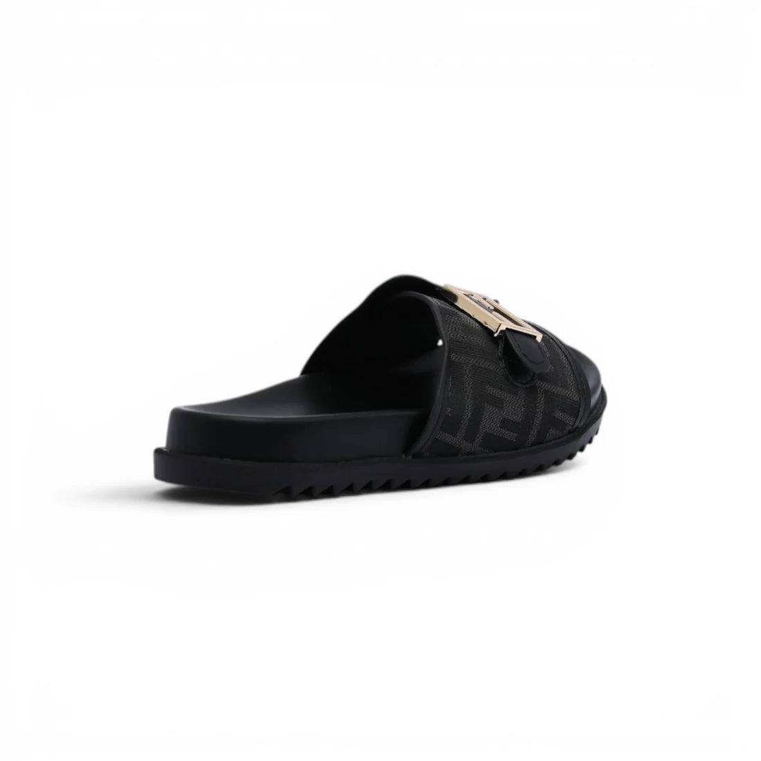Fendi Slide Bucket Buckle Flat Slide Slipper Woman F1892-113 Black