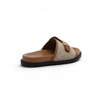 Fendi Slide Bucket Buckle Flat Slide Slipper Woman F1892-113 Beige
