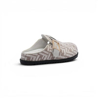 Fendi Fabric Jacquard Nappa FF Sabot Mules Feel Slippers Woman 985-2 Beige