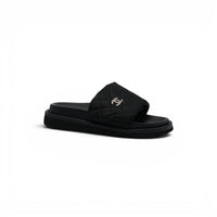 Chanel Lambskin Quilted CC Espadrille Slip On Slipper Woman 9958-8 Black