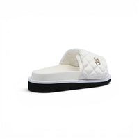 Chanel Lambskin Quilted CC Espadrille Slip On Slipper Woman 9958-8 White