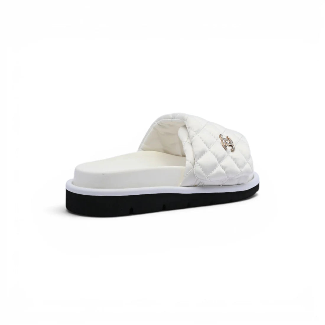 Chanel Lambskin Quilted CC Espadrille Slip On Slipper Woman 9958-8 White