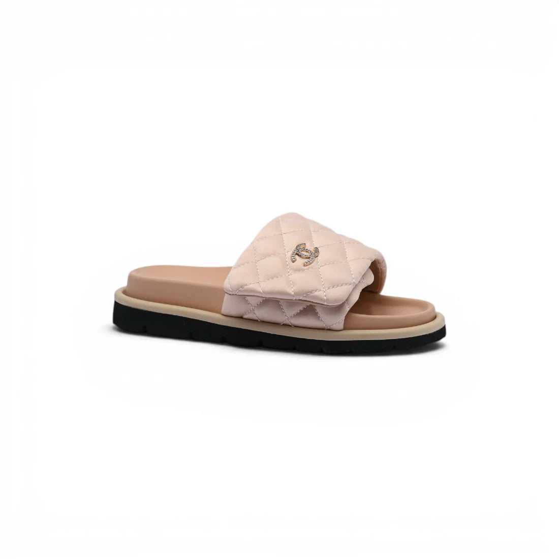 Chanel Lambskin Quilted CC Espadrille Slip On Slipper Woman 9958-8 Beige