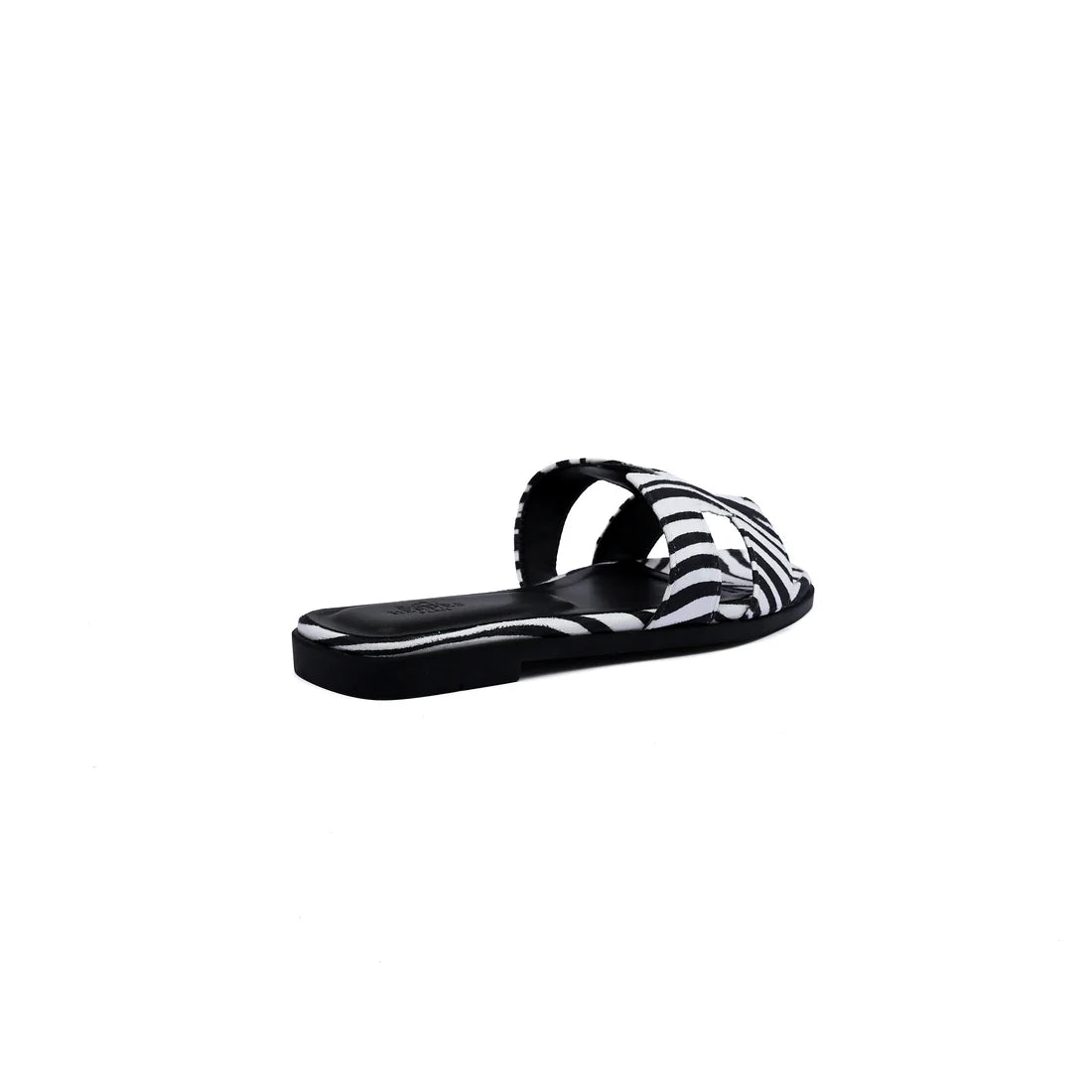 Hermes Oran Flat Slide leather sandals with snake animal print Woman H38-17 Black&White