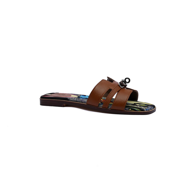 Hermès Giulia Oran Flat Sandals Plated Kelly Buckle Women H9-32 Havan