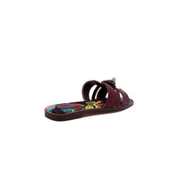Hermès Giulia Oran Flat Sandals Plated Kelly Buckle Women H9-32 Burgundy