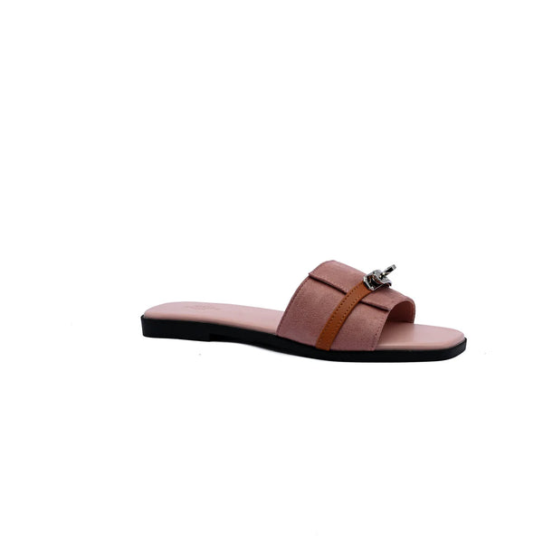 Hermes Giulia Sandal In Suede Goatskin And Calfskin With Iconic Palladium-Plated Kelly Buckle Woman H9-25 Pink