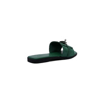 Hermes Giulia Sandal In Suede Goatskin And Calfskin With Iconic Palladium-Plated Kelly Buckle Woman H9-25 Green