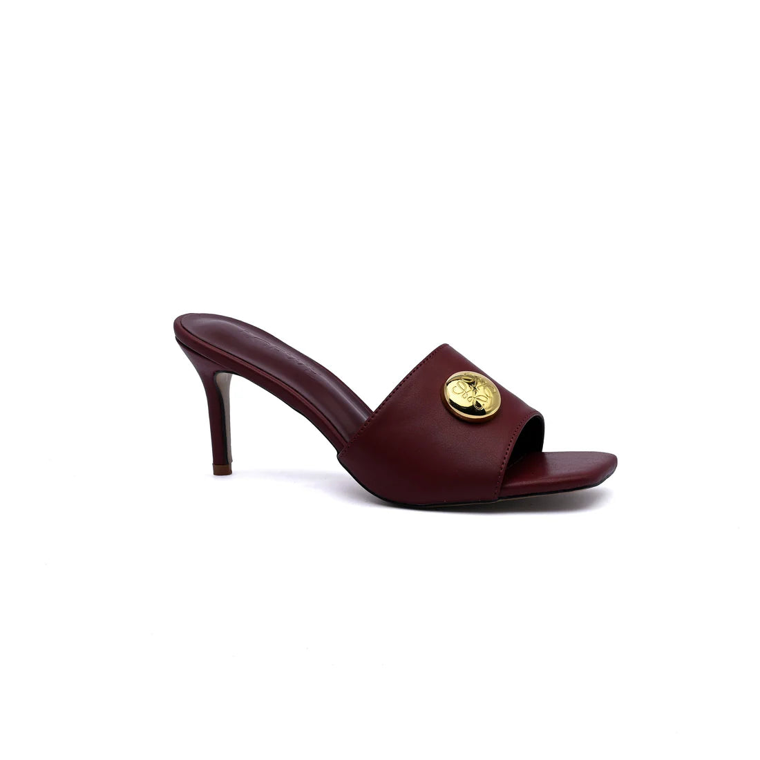 LOEWE Pebble Slide Leather Mules Heels Woman 053 Burgundy