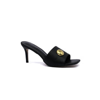 LOEWE Pebble Slide Leather Mules Heels Woman 053 Black