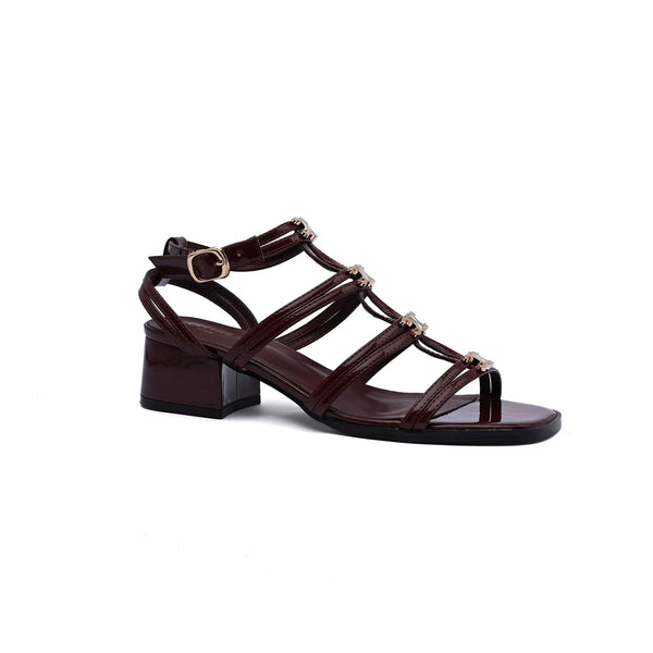 Celine Clemence Multi Triomphe Sandal in Lambskin Woman 3882-5 Burgundy
