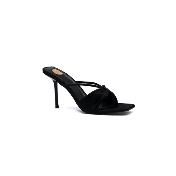 Saint Laurent Sexy Woman Slippers Heeled Open Toe for Women 71-7 Black