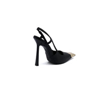 Saint Laurent Gold Tipped Slingback Pumps Leather Opyum With distinctive heels Woman 227-8 Black