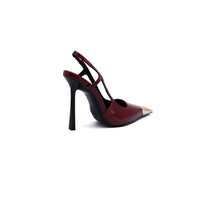Saint Laurent Gold Tipped Slingback Pumps Leather Opyum With distinctive heels Woman 227-8 Burgundy