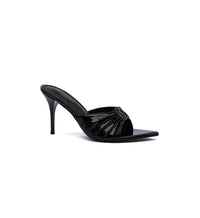 SAINT LAURENT Babylone embellished gathered glossed leather Tipped Slingback Pumps Woman Y5316-2 Black