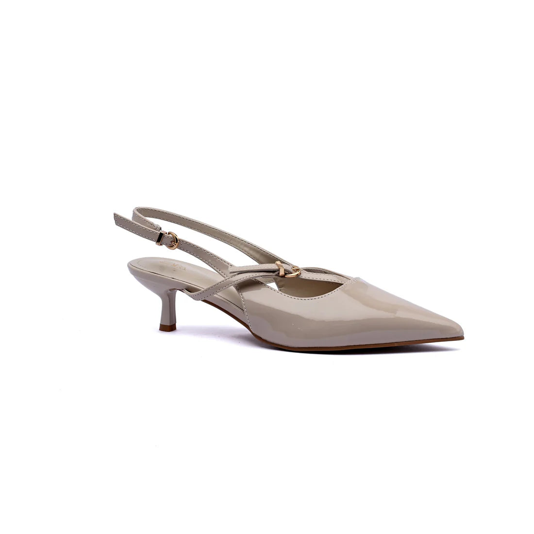 Zara Kitten Pumps with Buckles Heels for Women 8092 Beige