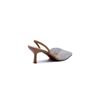Zara Rhinestone Sling Back Heels Woman 7935 Beig
