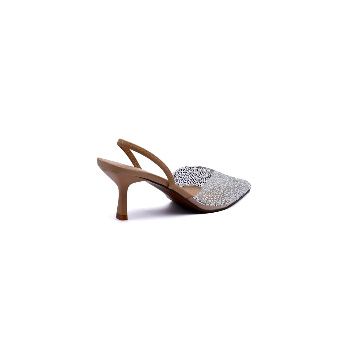 Zara Rhinestone Sling Back Heels Woman 7935 Beig