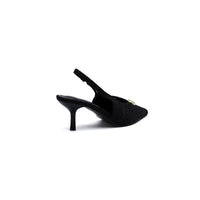 Zara Slingback Heels With Gold Medallion Woman 3044 Black