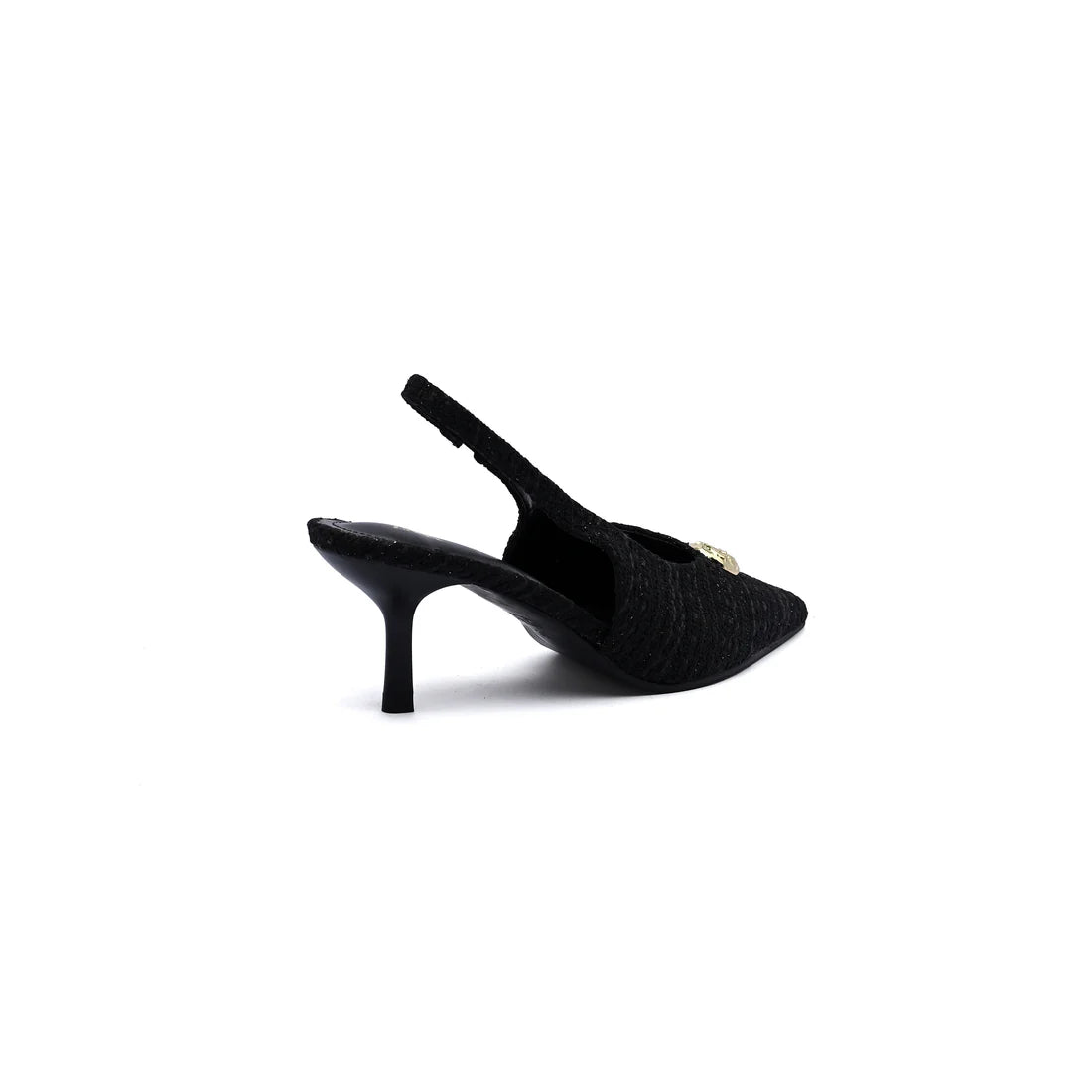 Zara Slingback Heels With Gold Medallion Woman 3044 Black
