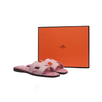 Hermes Leather Oran Flat Slide Sandals Woman H38-30 Pink