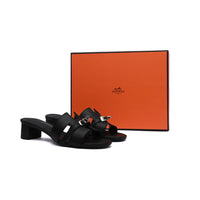 Hermes Gigi 50 Sandals Suede Goatskin Sands Woman 778 Black