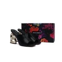 Dolce & Gabbana Patent Leather Sandals Mules with Heel DG Woman 202-1 Black