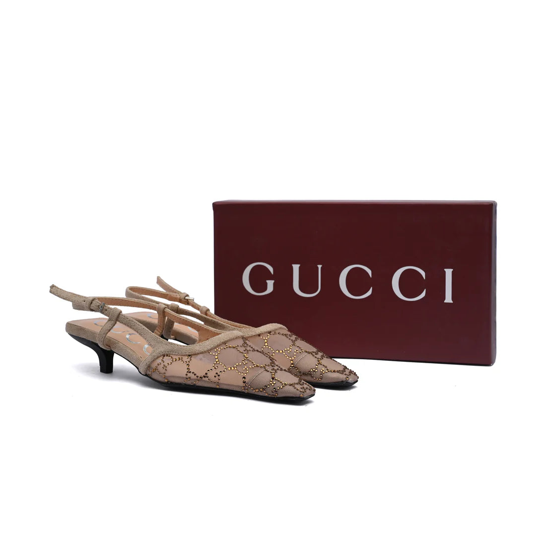 Gucci Luxury Slingback Sandals Mongoram Woman 1086 Beige