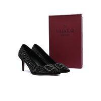 Valentino Garavani V Logo Crystal Embellished Heels Woman 1554 Black