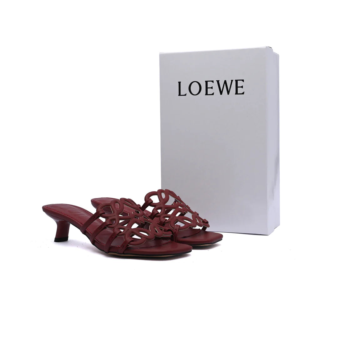 LOEWE Petal Anagram leather slides Anagram Woman 2508 Burgundy