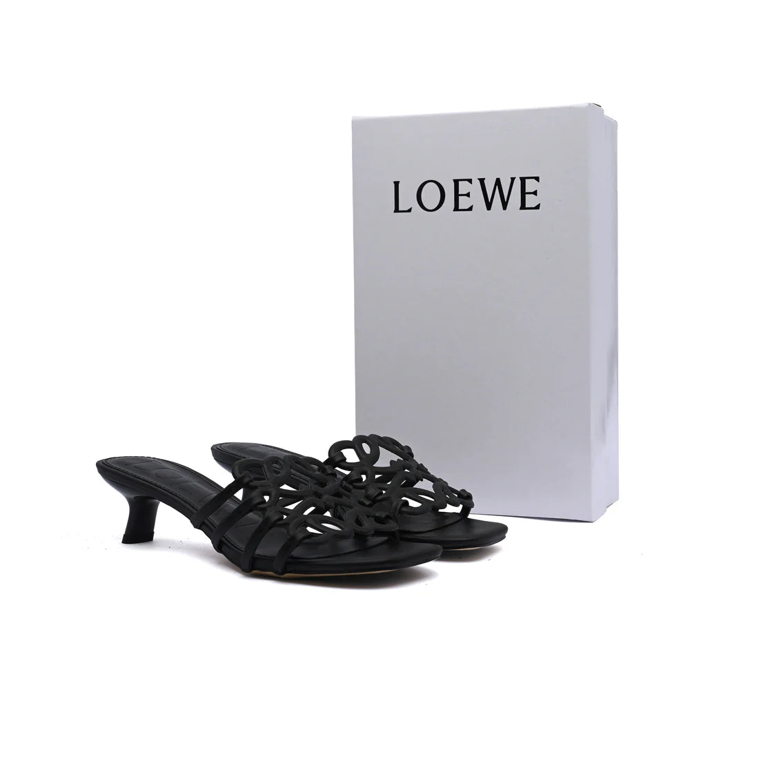 LOEWE Petal Anagram leather slides Anagram Woman 2508 Black