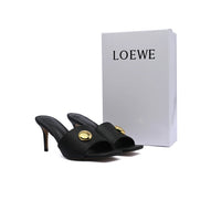 LOEWE Pebble Slide Leather Mules Heels Woman 053 Black