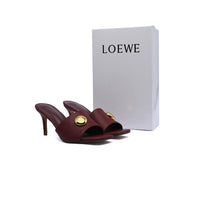 LOEWE Pebble Slide Leather Mules Heels Woman 053 Burgundy