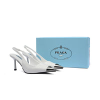 Prada Metallic leather slingback pumps for Women 127-1B White