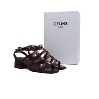 Celine Clemence Multi Triomphe Sandal in Lambskin Woman 3882-5 Burgundy