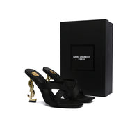 Saint Laurent Opyum Satin Mules With distinctive heels Woman 1259 Black