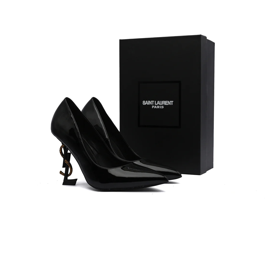 Saint Laurent Patent Leather Pointed Toe Opyum With distinctive heels Woman 6288-1 Black