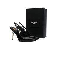 Saint Laurent Patent Calfskin Opyum Mules With distinctive heels Slingback Pump Woman 2601-1 Black