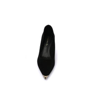 Pointed Stiletto Heel Shoes In Faux Suede Woman 25267 Black