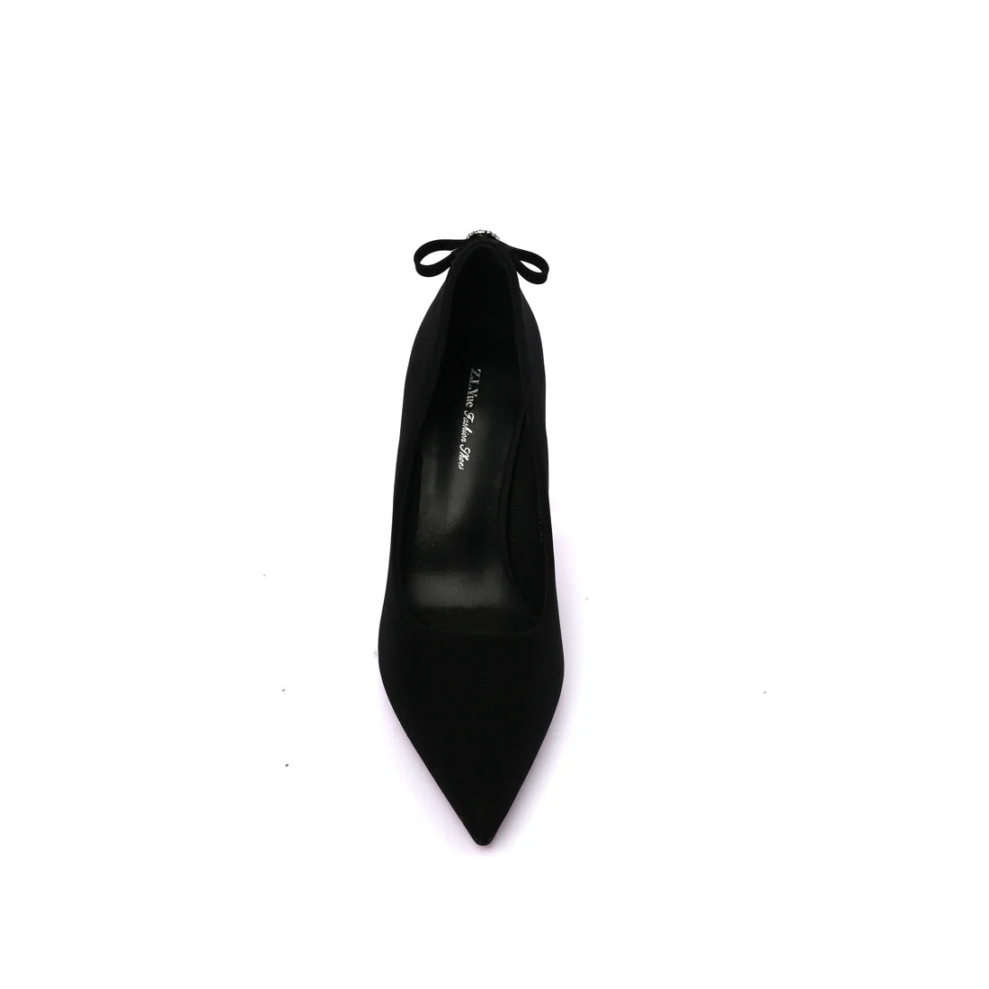 Pointed Stiletto Heel Shoes In Faux Suede Woman 25272 Black
