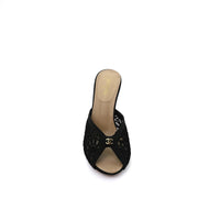 Chanel Designer Slide Chunky Block Heel Sandal with Woman 898-6 Black