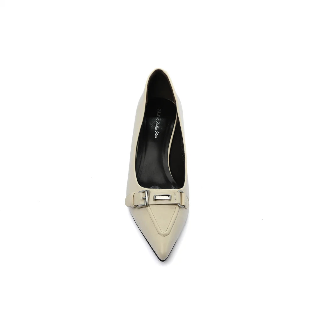 Pointed Stiletto Heel Shoes In Faux buckle Woman 25252 Beige