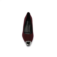 Pointed Stiletto Heel Shoes In Faux Suede Crystal embellished Pump Woman 25091 Burgundy
