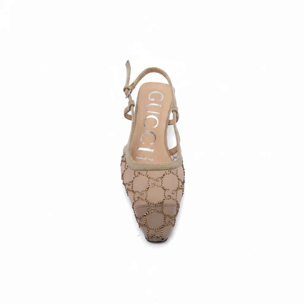 Gucci Luxury Slingback Sandals Mongoram Woman 1086 Beige