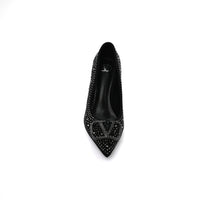 Valentino Garavani V Logo Crystal Embellished Heels Woman 1554 Black