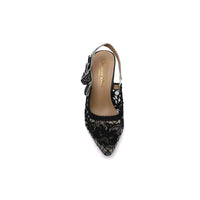 Dior Goolita Bow Crystal Mesh Mule Heels for Women 1688-2 Black&White